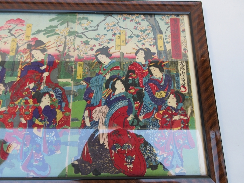 浮世絵 美人画 □ 楊洲周延 Chikanobu [尾州楼娼妓園の図] まとめて三